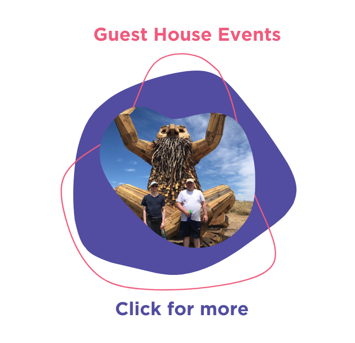 Rocky Bay Guest House Events are a fun, social and engaging way to enjoy your time while you stay at our Rocky Bay Guest Houses. This graphic includes a photo of a Rocky Bay customer visiting the giants in Mandurah. 