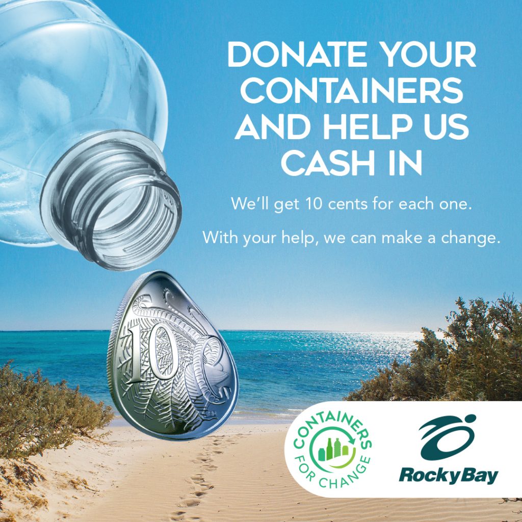 Support Rocky Bay with Containers for Change Rocky Bay