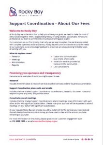 Document explaining Rocky Bay's Support Coordination fees