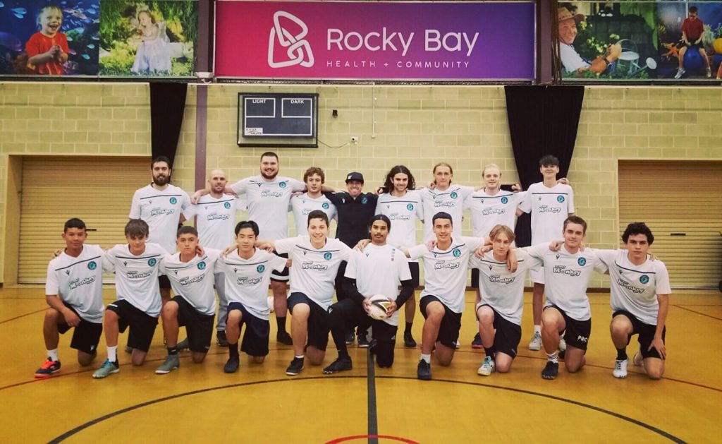 Fremantle Futsal Team all together smiling at the camera