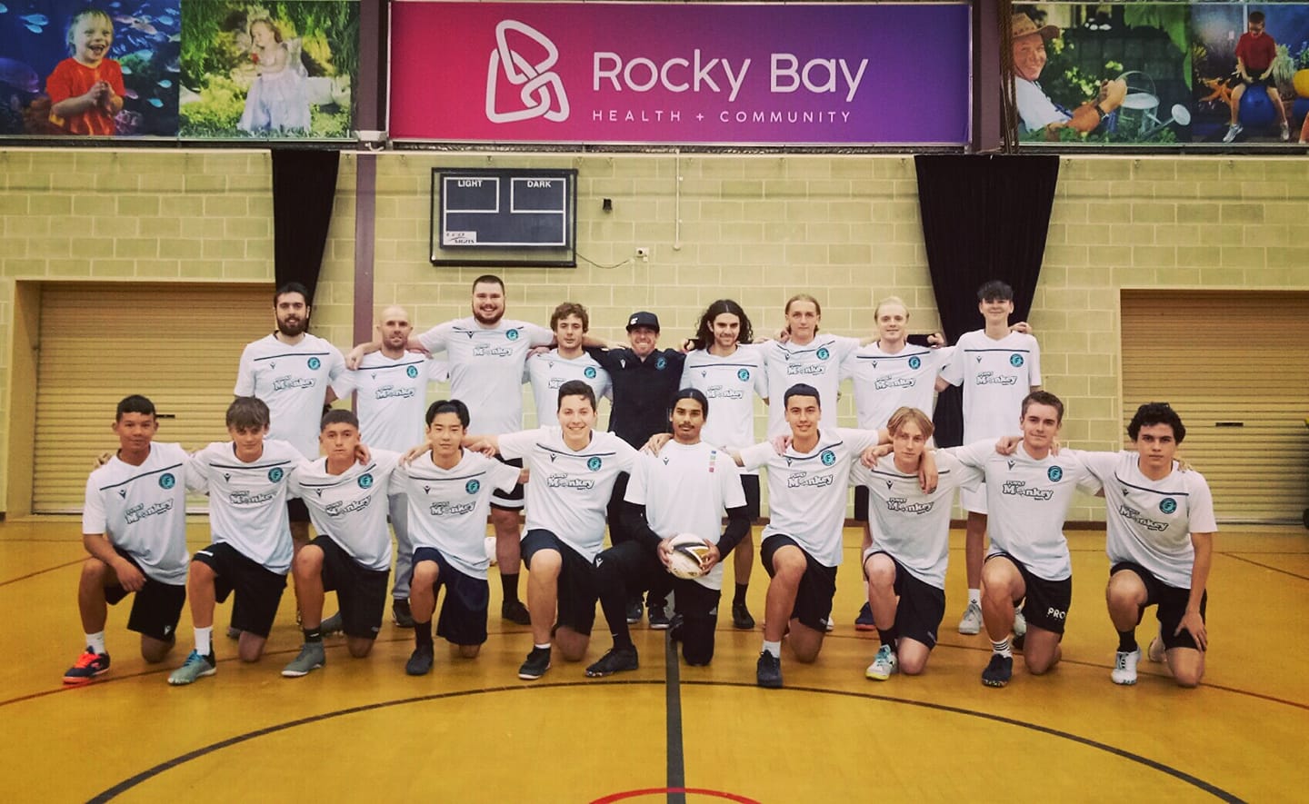 Fremantle Futsal Team all together smiling at the camera