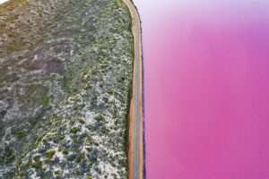 Aerial picture of Hutt Lagoon, near Port Gregory, WA