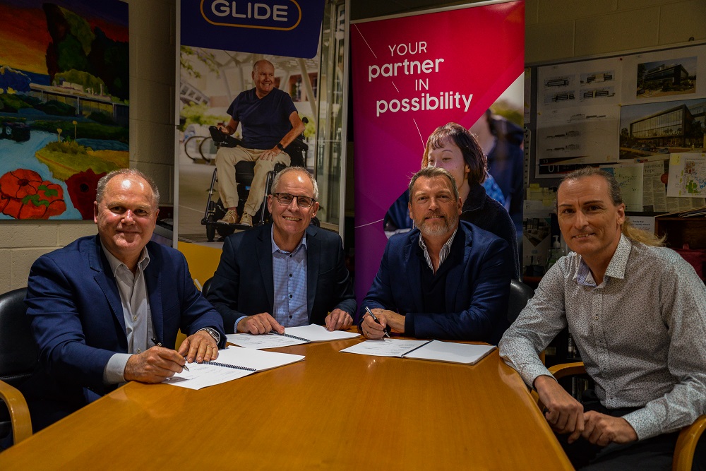 Representatives from Glide Products with Rocky Bay CEO Michael Tait and General Manager Strategy and Governance, Trevis Lawton