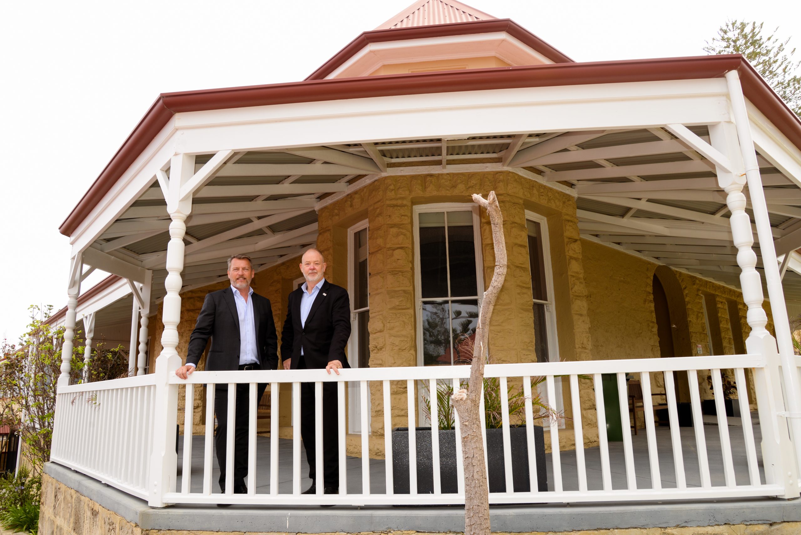 Rocky Bay CEO Michael Tait and Red Cross CEO Craig Stewart tour Lady Lawley Cottage