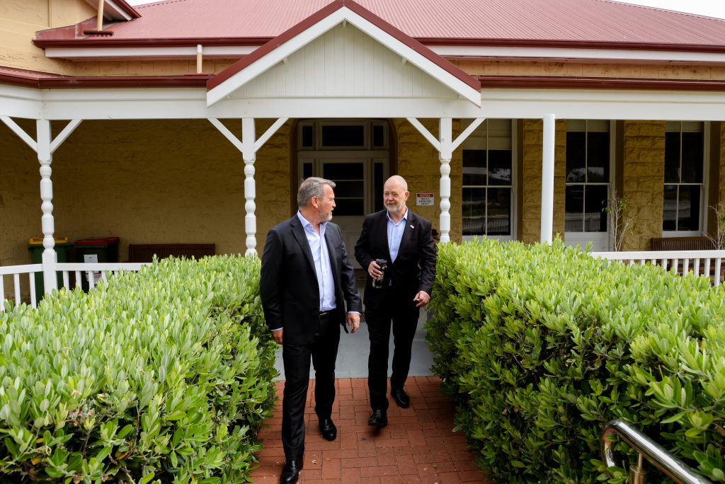 Rocky Bay CEO Michael Tait and Red Cross CEO Craig Stewart tour Lady Lawley Cottage
