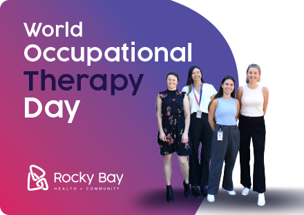 Image say World Occupational Therapy Day with an image of four Rocky Bay OT's.