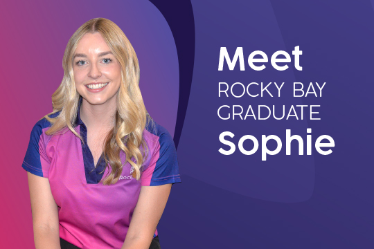 Photo of Rocky Bay graduate Sophie and text 'Meet Rocky Bay Graduate Sophie.'