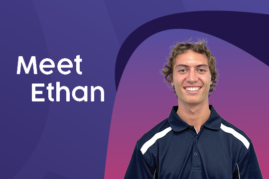 Photo of Physiotherapist Ethan, with the text 'Meet Ethan.'