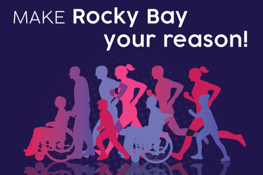 Graphic image showing people of different abilities running. Headline text reads "Make Rocky Bay your reason!".