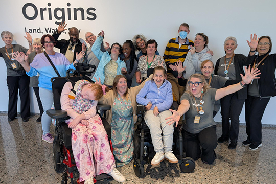 A group of Rocky Bay customers are pictured at the origins exhibition at the WA Museum.
